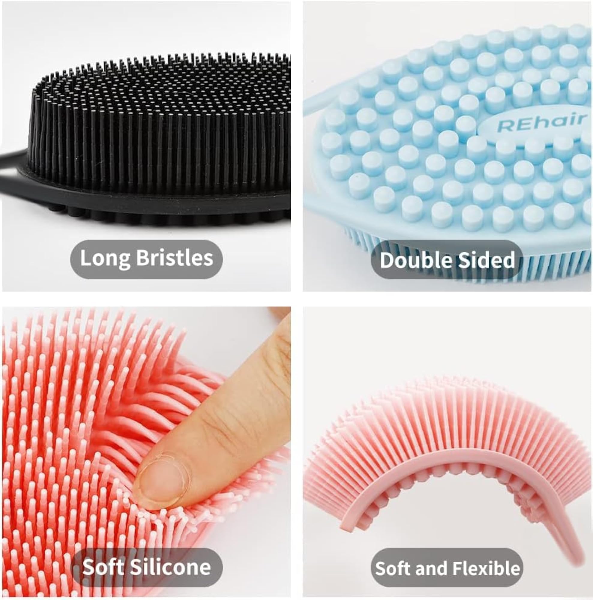 Exfoliating Silicone Body Scrubber Easy to Clean, Lathers Well