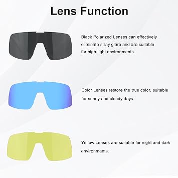 Polarized Sports Sunglasses for Men Women, Cycling Eyewear for Baseball Running Cycling Glasses 3 Lenses
