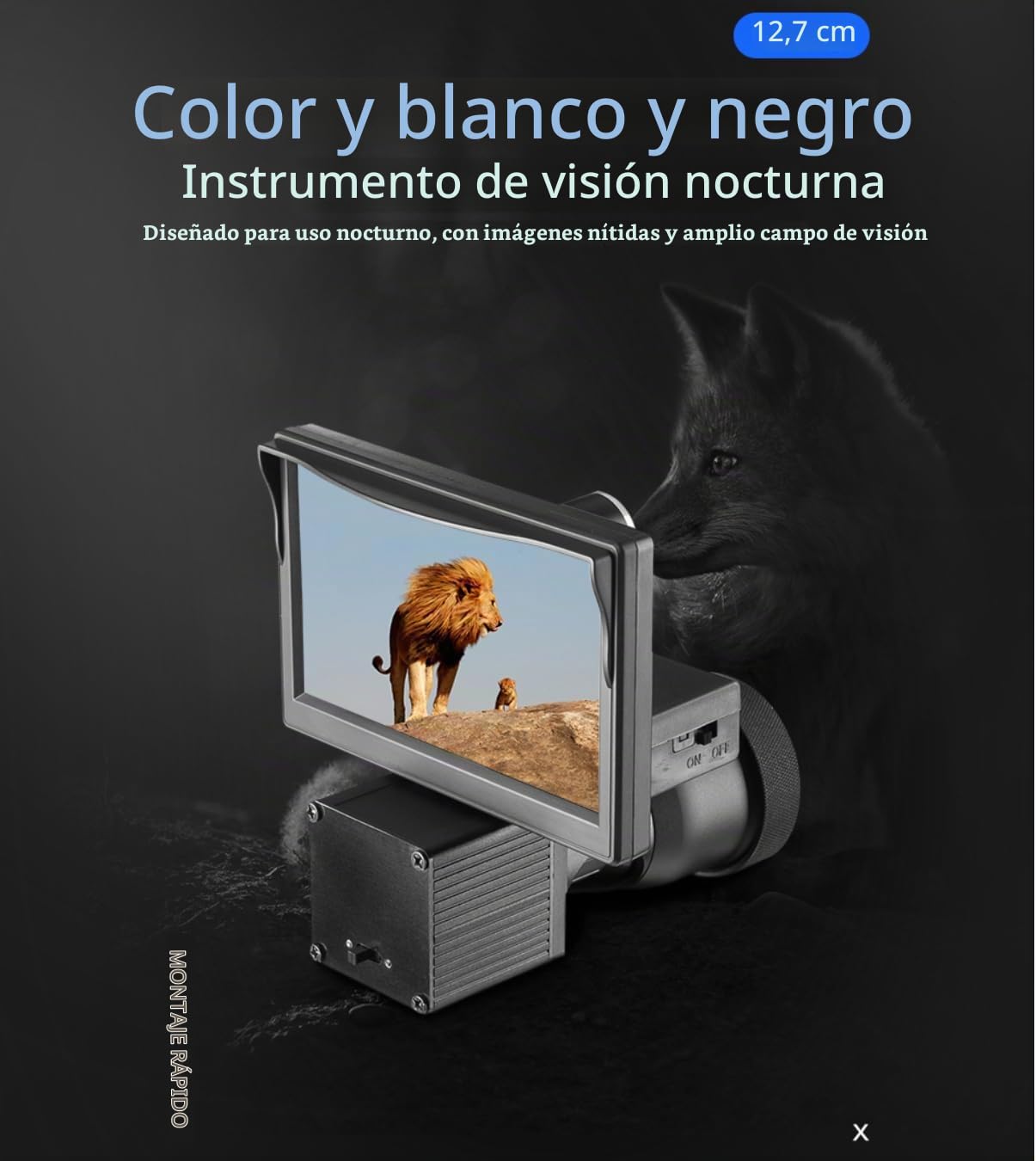 ACEXIER 5.0 Pulgadas Visor Siamés de Visión Nocturna HD 800X480 Cámara Visor de Rifle con Iluminador IR Sistema Óptico de Caza