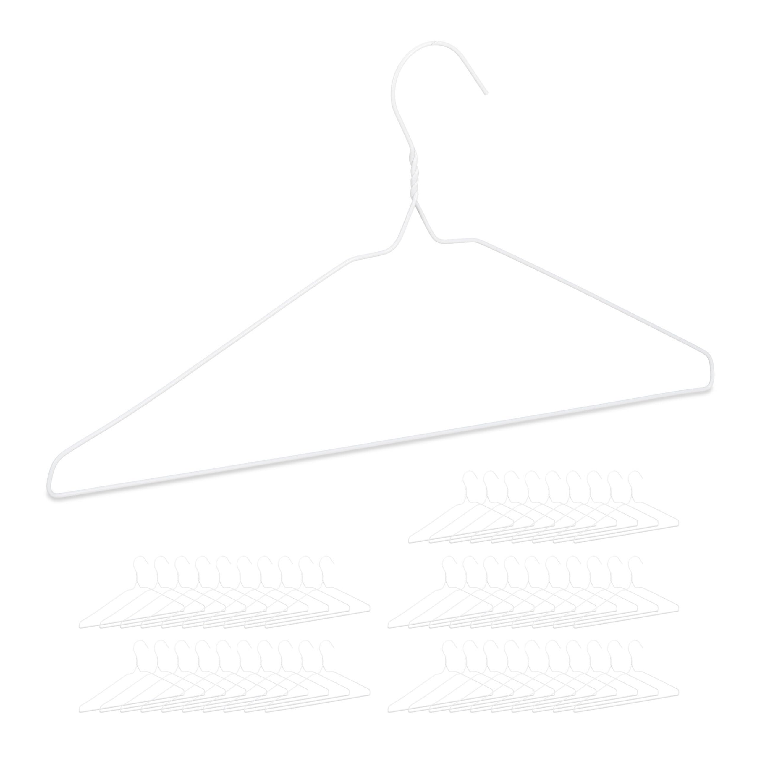 Relaxdays Drahtbügel, 50er Set, für leichte Kleidung, platzsparende Draht Kleiderbügel, Steg für Hosen und Röcke, 40 cm