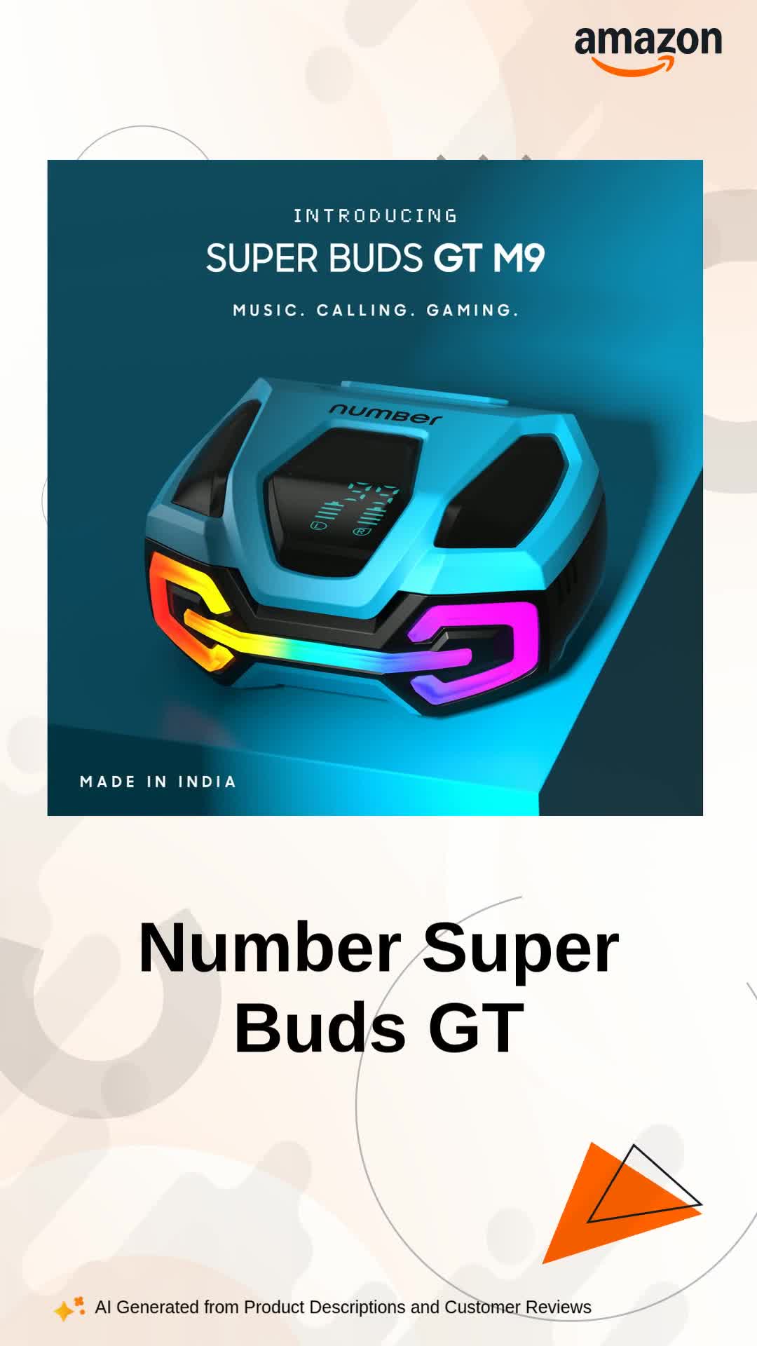 Number Super Buds GT M9 ANC (32db) Truly Wireless in Ear Earbuds