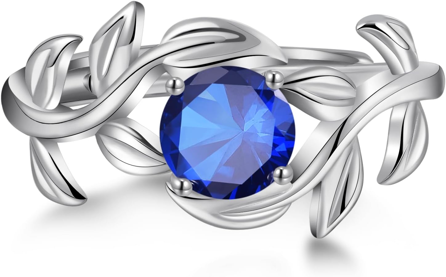 Adjustable Women Leaf|Wheat Grain|Filigree Ring 925 Sterling Silver Created Ruby|Sapphire|Cubic Zirconia Engagement Ring for Women Promise Wedding Ring Anniversary Valentines Open Size 5-9 - Image 3