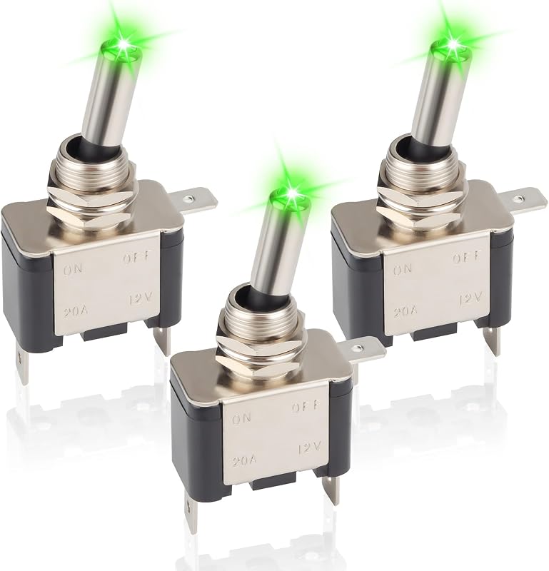 Chave Gangorra com LED Verde ecocstm 12 V SPST 3 Pinos ON/OFF – Kit com 3 unidades