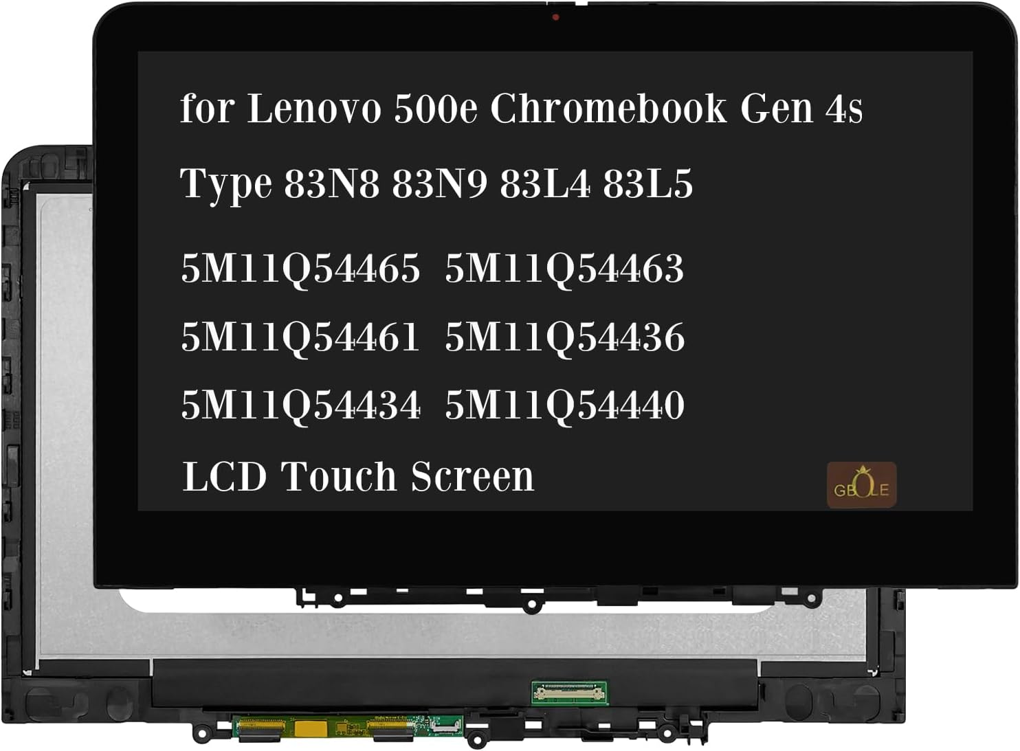 Replacement for Lenovo 500e Chromebook Gen 4s 83N8 83N9 83L4 83L5 83L40001US 5M11Q54440 5M11Q54434 5M11Q54436 5M11Q54465 11.6 inch 30pin HD 1366x768 LCD Touch Screen Display Digitizer Assembly