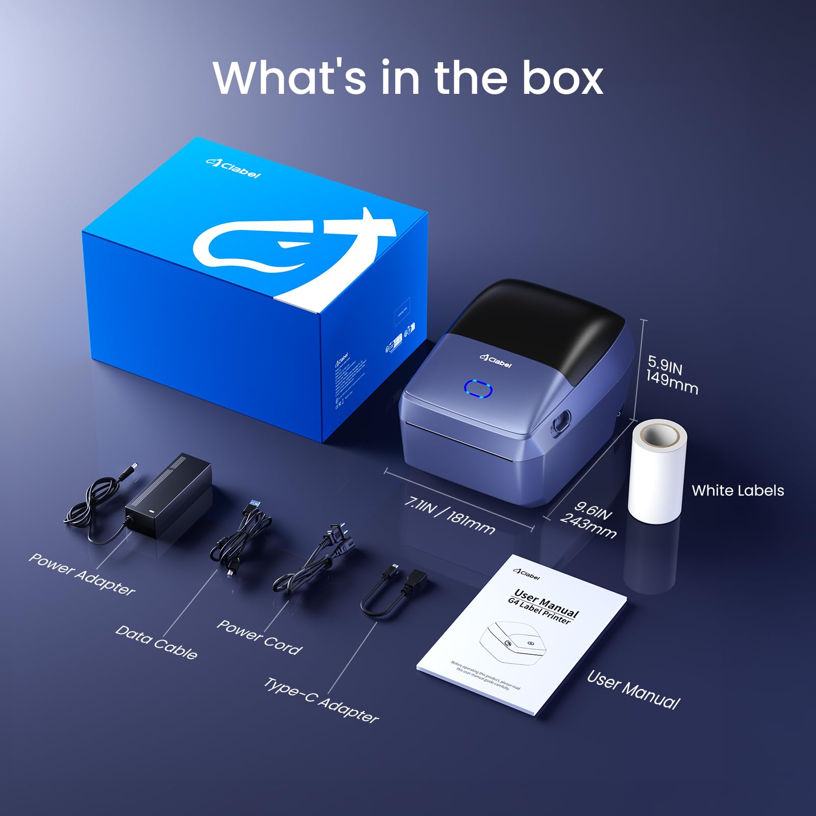 CLABEL G4 Bluetooth Etikettendrucker 4x6 für Kleinunternehmen