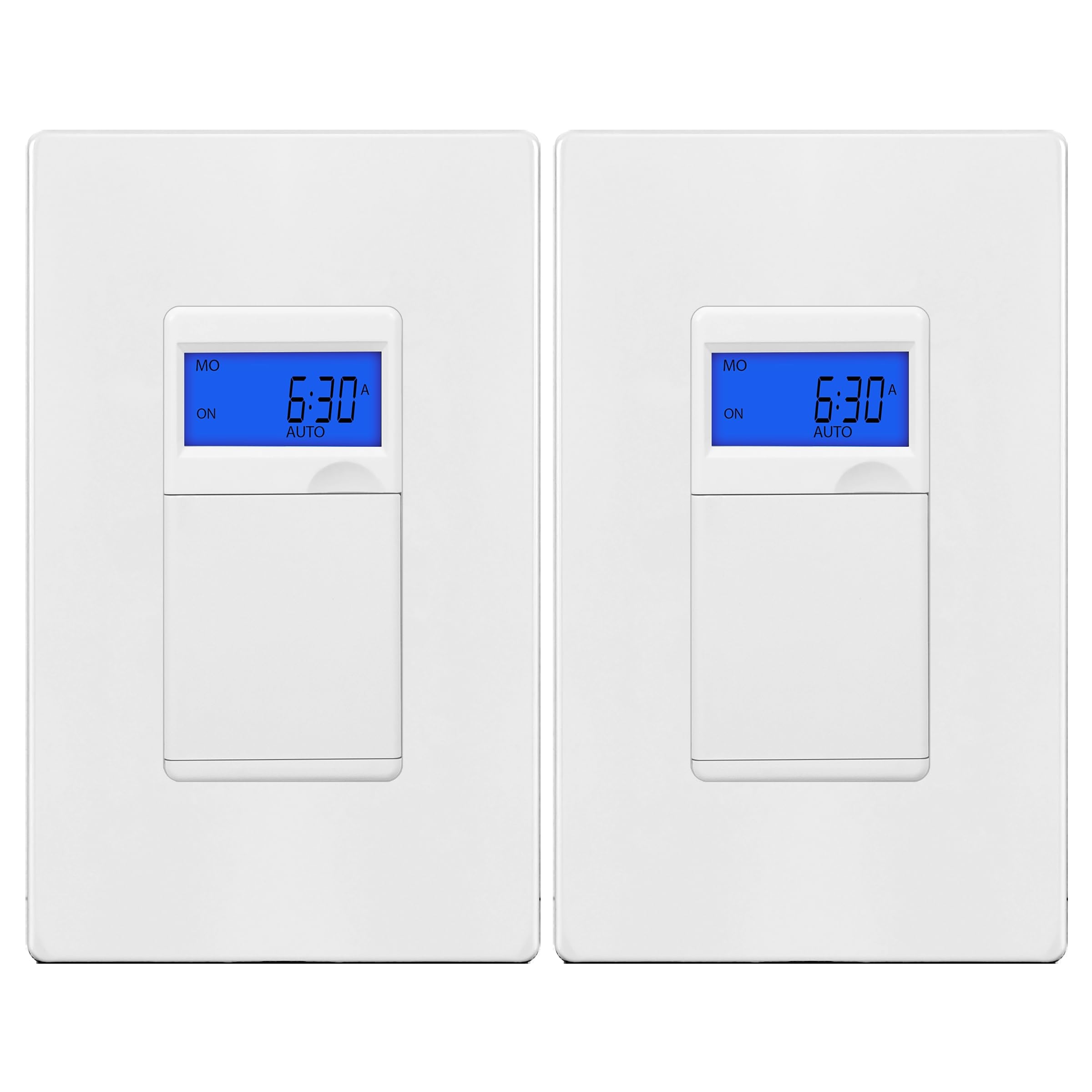 ENERLITES 7 Days Digital in-Wall Programmable Timer Switch for Lights, Fans, and Motors, Neutral Wire Required,7-Day 18 ON/Off Timer Settings, with Blue Backlight, UL Listed, HET01, White, 2 Pack