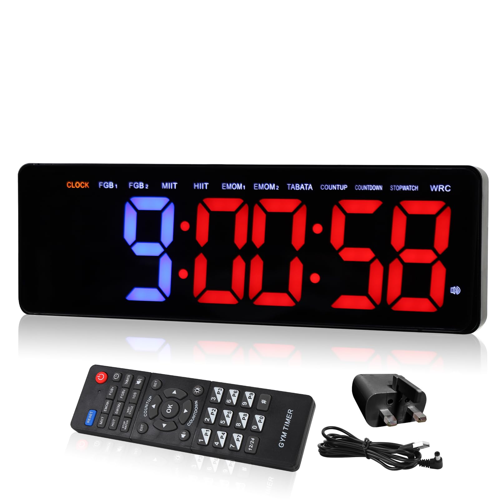 Gym Workout Timer Multifunctional Loop Display Design 3 Buzzer Volume Adjustment LED Fitness Digital Timer for Home Gym Garage Boxing Crossfit Fitness