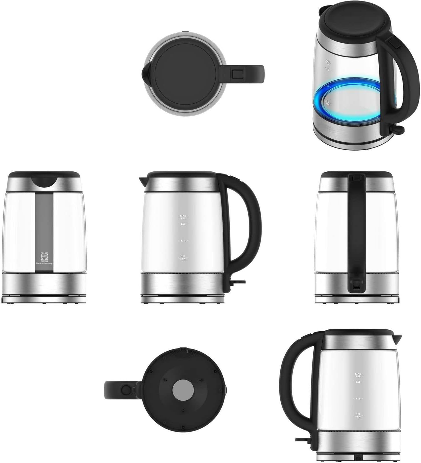 Mainstays Electric Glass Kettle Kitchen 1.7L Fast Boiling and Cordless