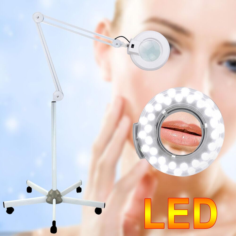 Lampa powiększająca, 2 w 1, lampa z lupą, 5X i 8X, 24 W, lupa kosmetyczna, ze statywem, do naprawy, ciasnej pracy, rzemiosła, czytania, szycia (8X)
