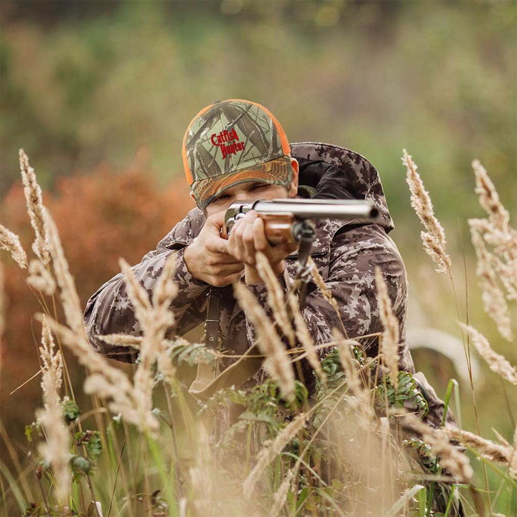 Custom Camo Mesh Trucker Hat Catfish Hunter Embroidery Neon Hunting Baseball Cap - Image 3