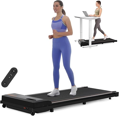 TOMSHOO Walking Pad, Under Desk Treamill for Home Office, Portable Walking Jogging Running Machine with Remote Control and LCD Display