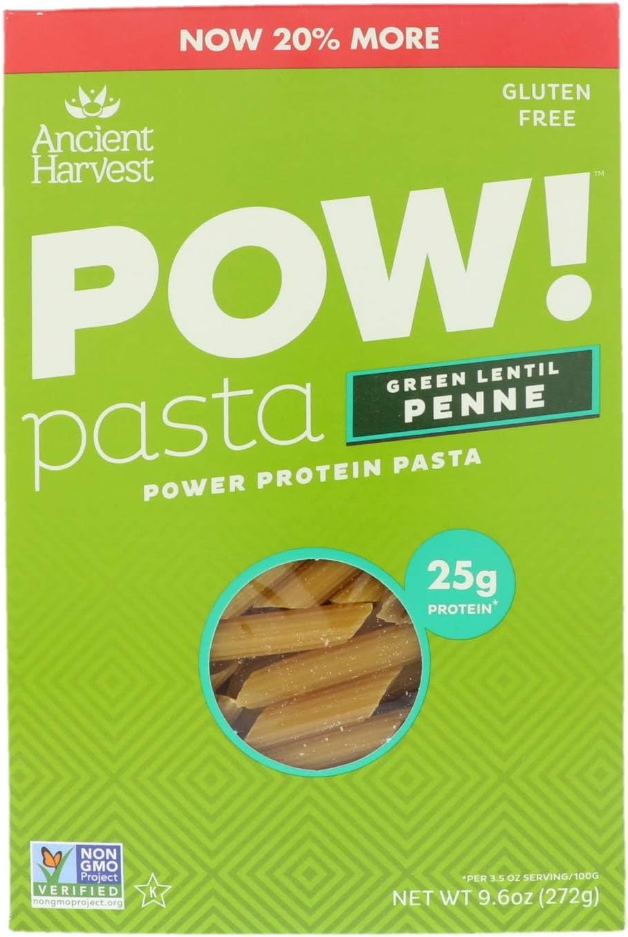 Ancient Harvest Pasta Penne Green Lentil 8 ounce - Pack of 6