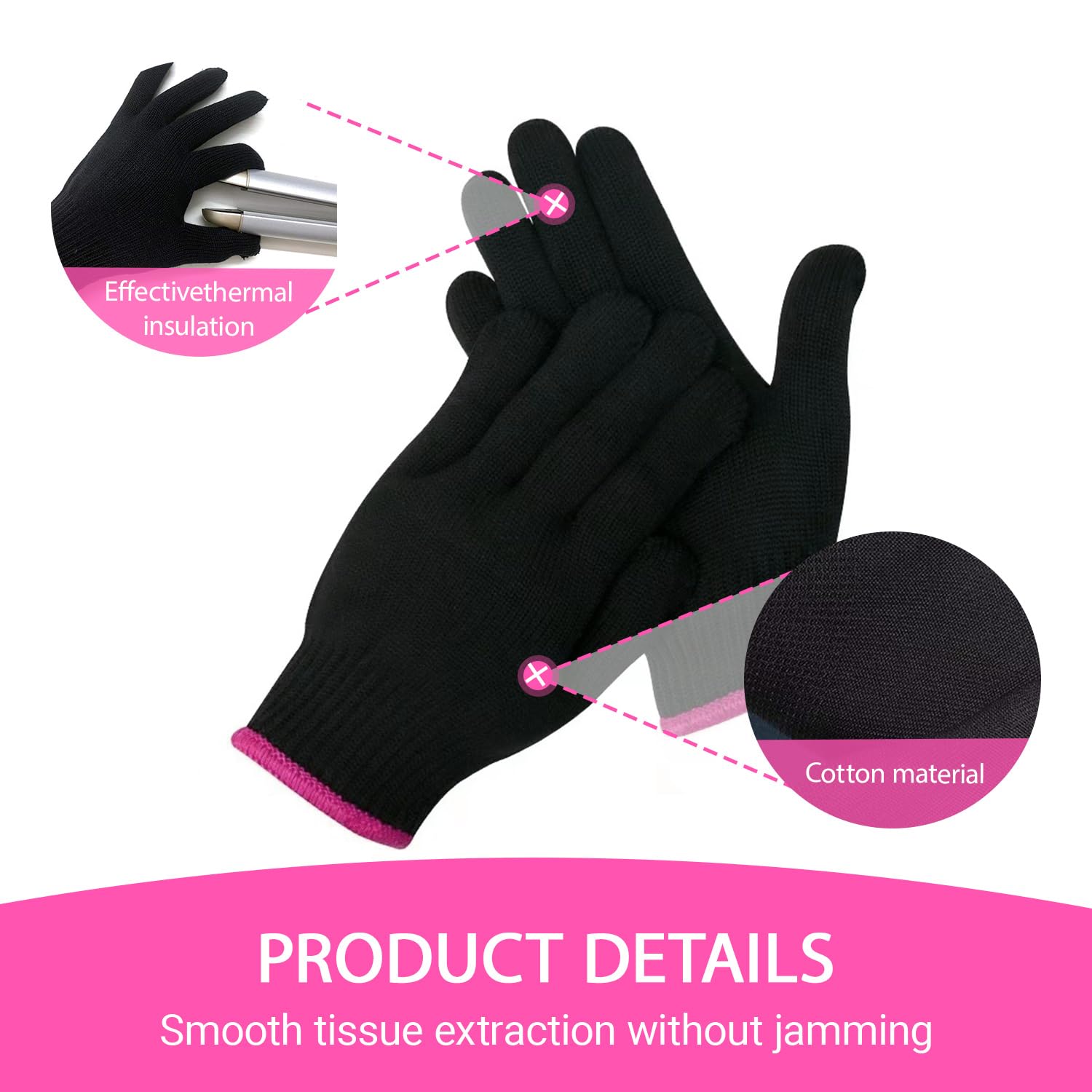 2 pièces Gants de protection professionnels résistants à la chaleur Gants extensibles de protection thermique pour le coiffage avec fer à friser et permanente (rose rouge)
