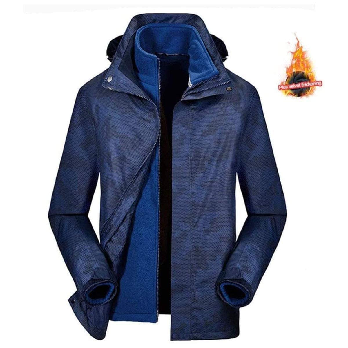 MU Chaqueta de Invierno para Hombre Chaquetas de Esquí Impermeable Chaquetas de Snowboard Fleecas Cálidas Abrigos de Pesca de Montaña Térmica con Capucha Desmontable/Grey/L
