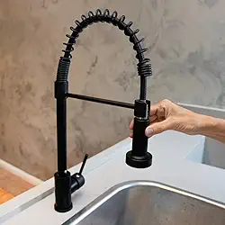 ELORIA Torneira de Cozinha Gourmet, Monocomando com Bico Flexível, Acabamento Inox Preto