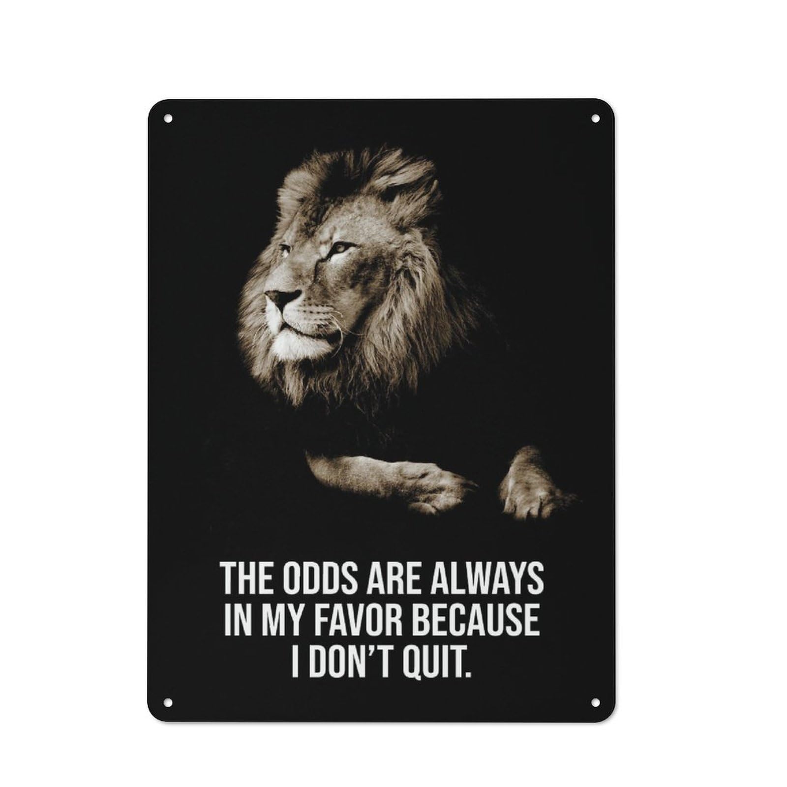 Junmoney Style-16 Odds In My Favor Lion Rustic Metal Sign 40X30cm For Garden Room Or Summerhouse, For Themed Interiors In Garden Rooms And Summerhouses