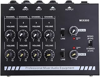 ZZBJ MIX800 8-Channels Mini Sound Mixer with Power Adapter Mono/Stereo Mixer Low Noise Sound Amplifier