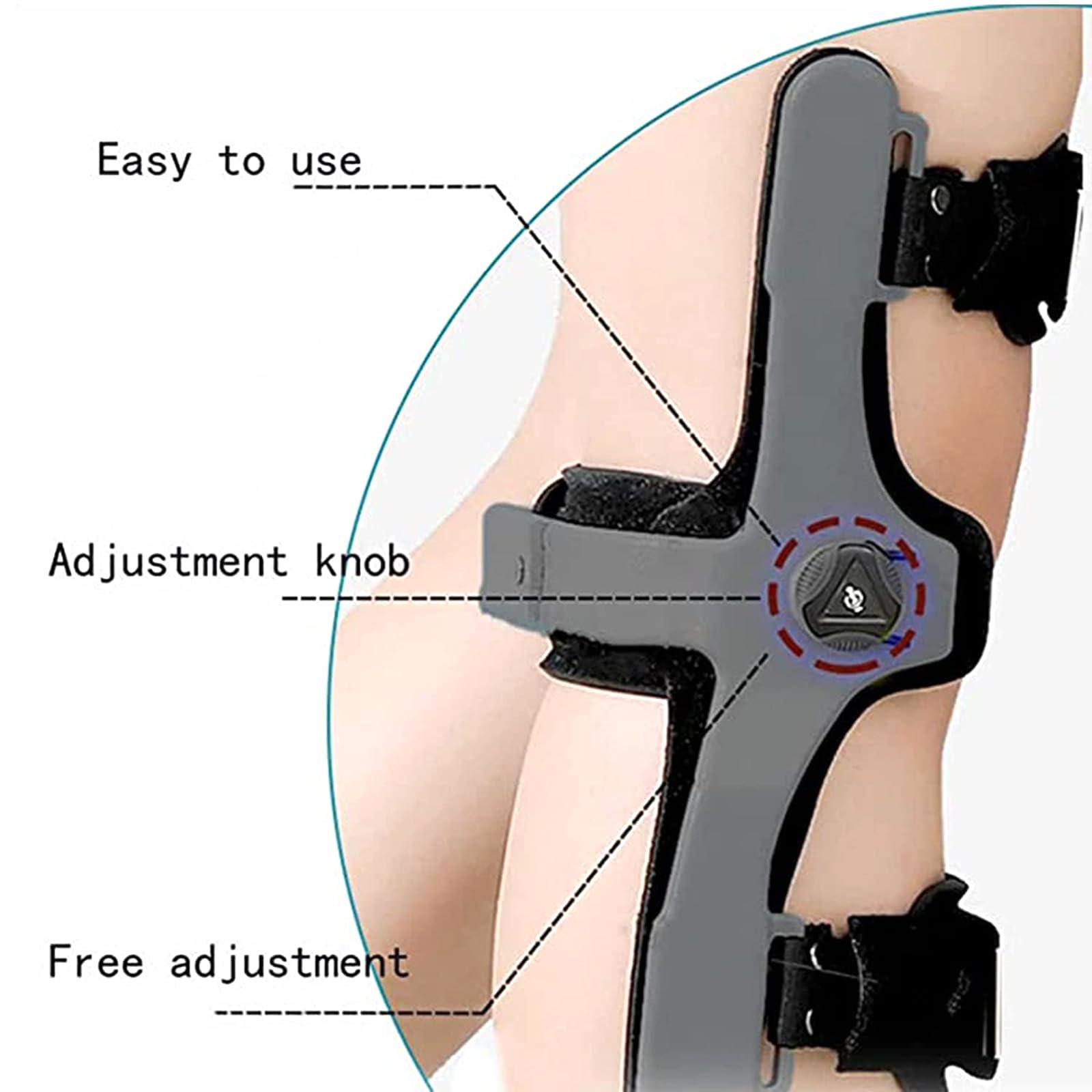 Rodillera de hiperextensión, ortesis de rodilla fija, tamaño ajustable con diseño de botón lateral para aliviar el dolor y soporte postoperatorio