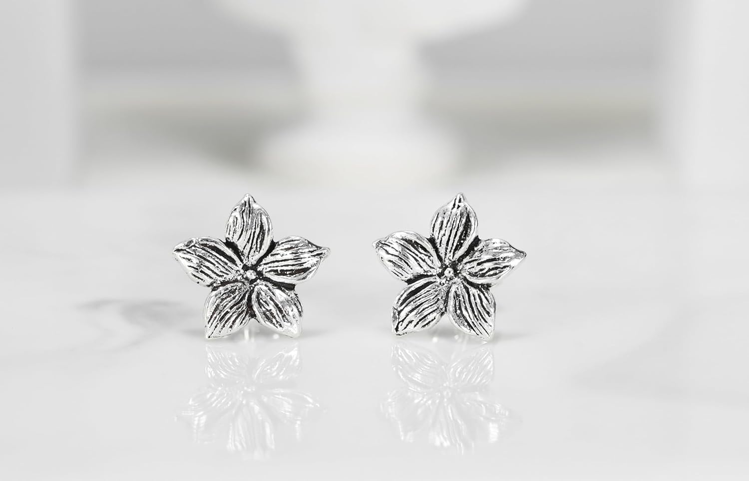 AeraVida Tropical Chic Blooming Azalea Flower Stud Earrings | .925 Sterling Silver Elegant Floral Jewelry for Women | Stylish and Nature-Inspired Design - Image 2