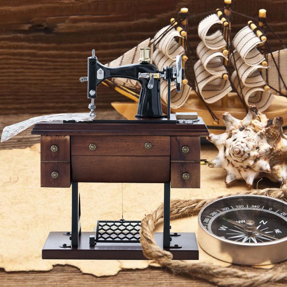 Carillon musicale vintage con macchina da cucire, in legno, meccanico, per festa della mamma, compleanno, per moglie, fidanzata, nonna, mamma, amica, suona la melodia "You Are My Sunshine