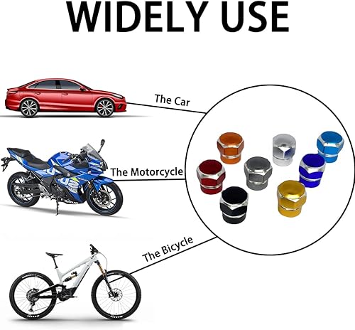 Miniatura 5 de 12 tapas de vástago de válvula de neumático de automóvil, cubiertas de vástago resistentes de aleación de aluminio en forma hexagonal, juego de