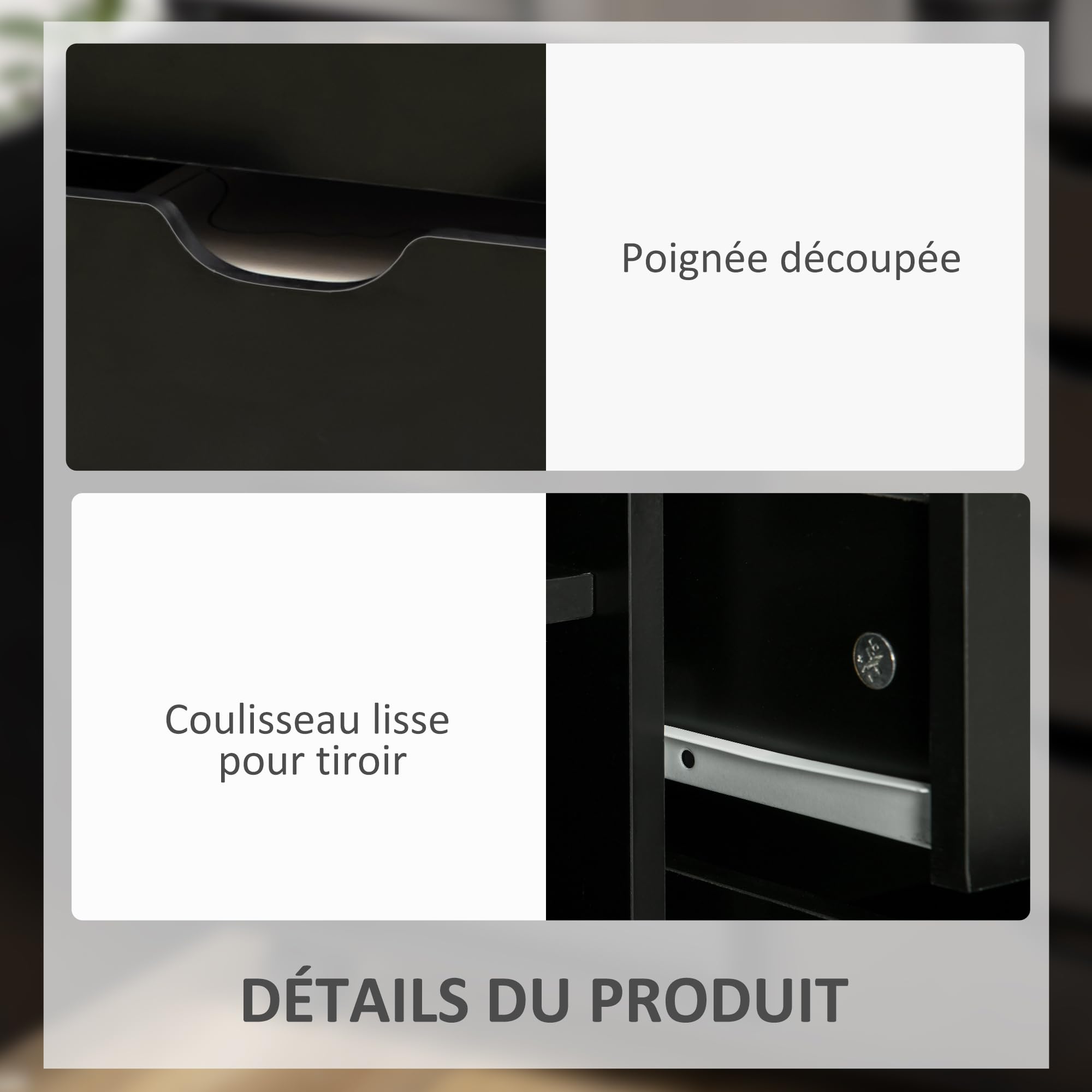 HOMCOM Mobilny subwoofer biurkowy z 5 szufladami i 1 drzwiczkami, regulowana półka, szafka do przechowywania na biurko, skrzynka do przechowywania na kółkach, na dokumenty i artykuły pa, 78 x