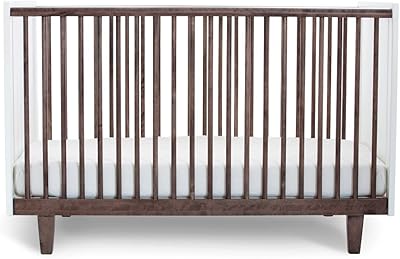 walnut and white crib