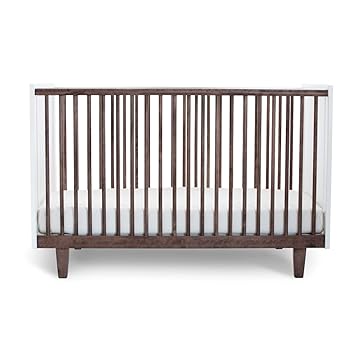 walnut and white crib