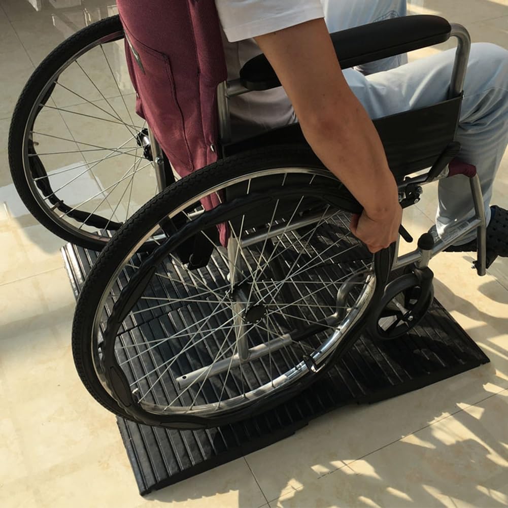 Gumowe rampy progowe do krawężników, Przenośna rampa progowa mostu gumowego, rampa dla wózków inwalidzkich do drzwi, na patio, garaż, samochód, szopę(80x50x10cm)