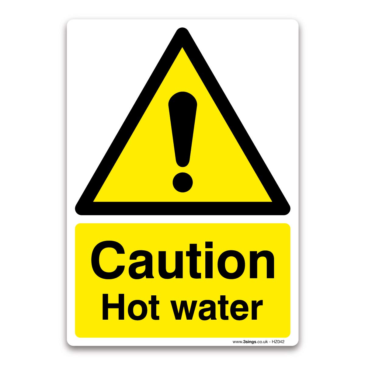 Caution Hot water Sign, A6 148x105mm, Self-adhesive vinyl Sticker, Warning Safety Hazard Information