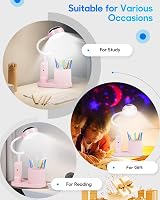 TechKen LED asztali lámpa gyerekeknek, dimmer, töltöthető, csillagvetítő, tolltartó 5
