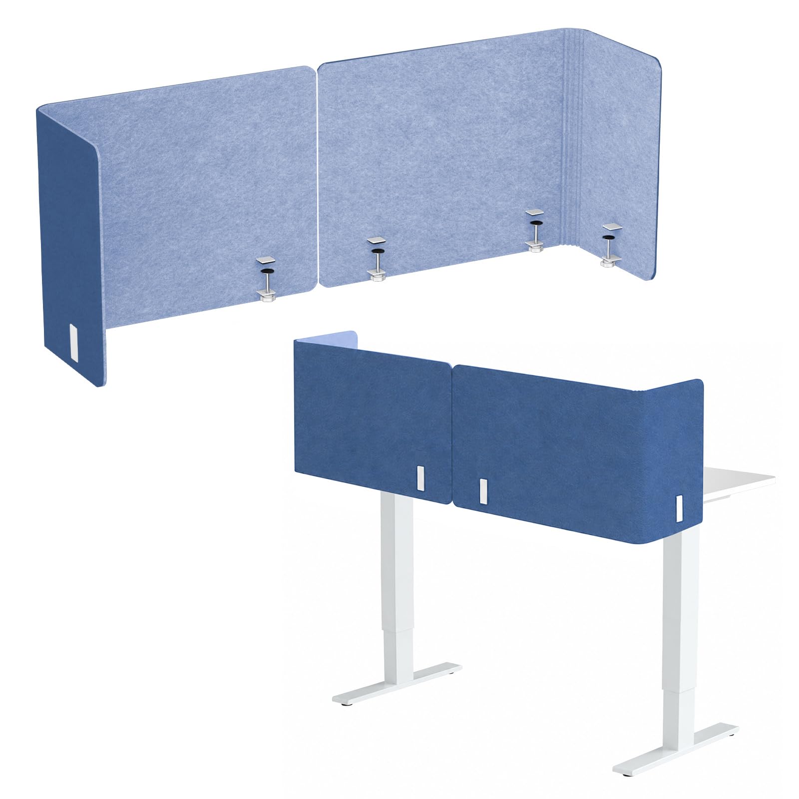 Desk Privacy Panel, 48" × 19" L-Shaped Cubicle Desk Divider, Blue