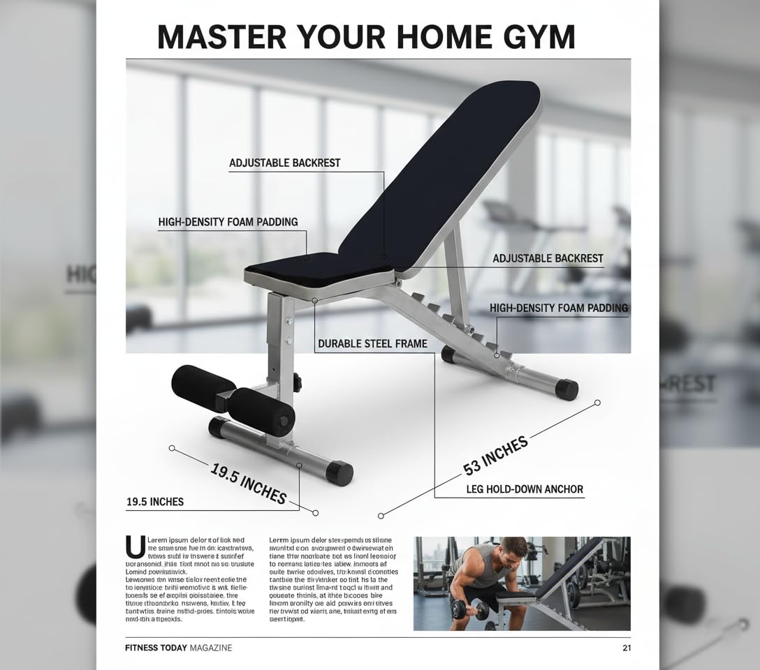IBS Professional Multi-Position Adjustable Incline Decline Weight Bench with Leg Support 2