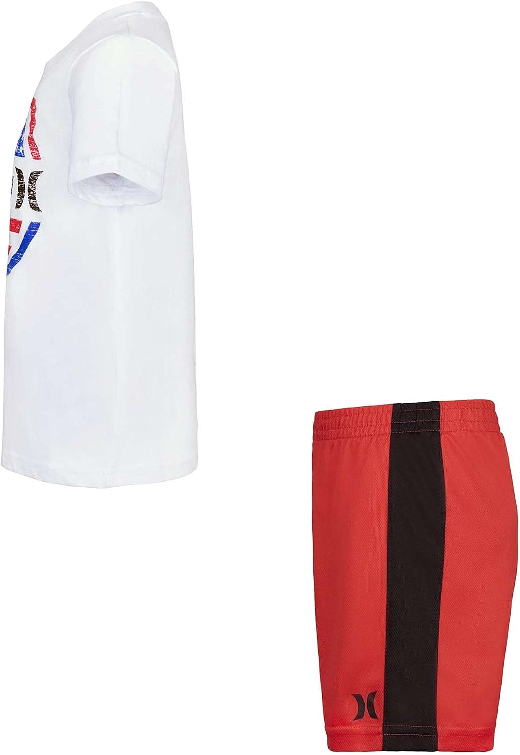 Hurley Boy's Graphic T-Shirt and Shorts Two-Piece Set (Little Kids) White/Red 6 (Little Kid)