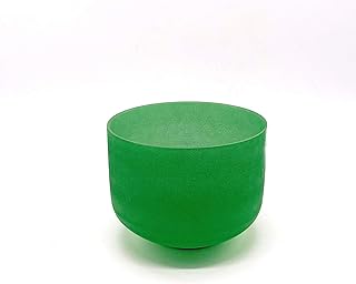 Green F Note Crystal Singing Bowl Heart Chakra 8 inch with O- ring, Glue Hammer or Plastic rod wrapped in sheepskin included