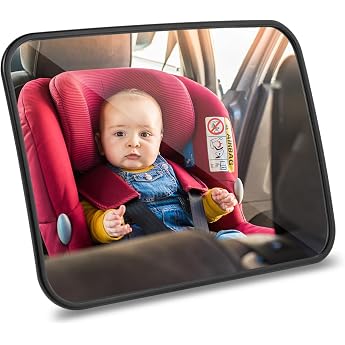 AiQInu Car Mirror for Rear Seat Shatterproof Rear Seat Mirror Swivel Car Mirror for Child Seat and Baby Car Seat - Black