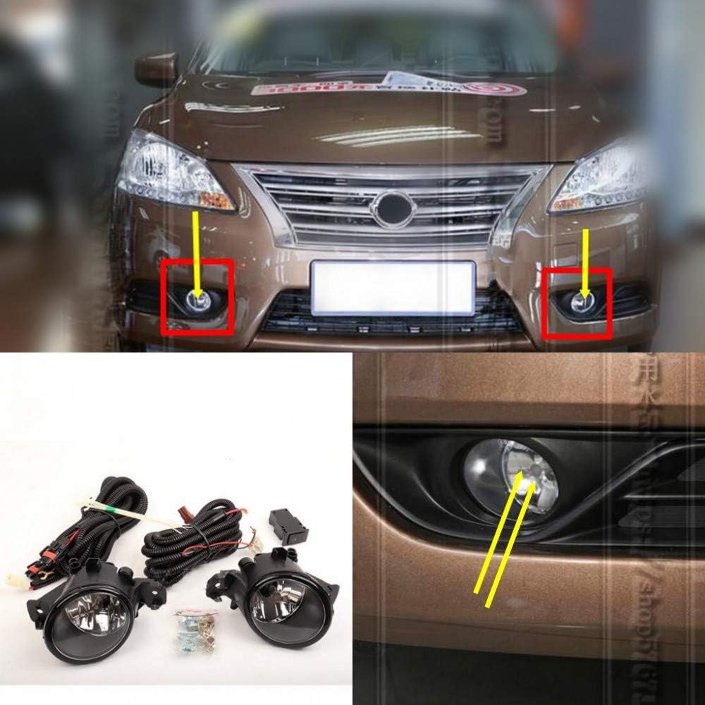 Car Clear Front Fog/Driving Lights Fog Lamp Light +Switch+Harness Replacement For Nissan Sylphy 2012-2016
