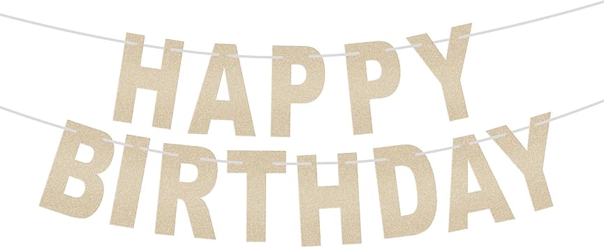 Happy Birthday Banner Gold Glitter Banner for Women and Men - Birthday Party Hanging Decorations gold