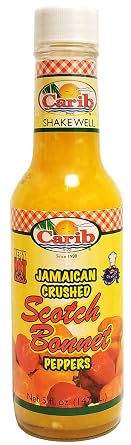 Carib Jamaican Yellow Crushed Scotch Bonnet Peppers 5 Ounce Sauce for Cooking and Condiment