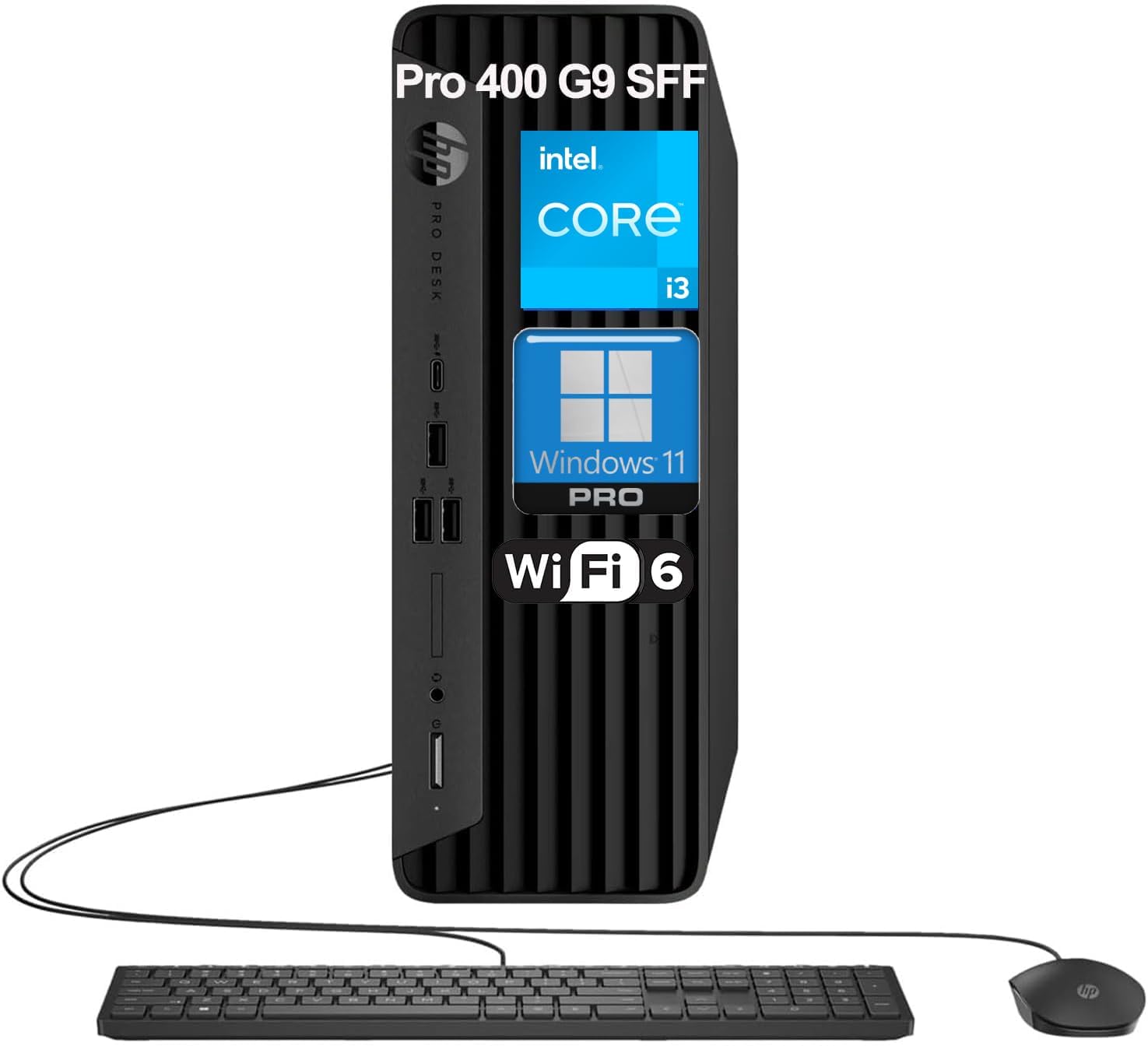 HP Pro 400 G9 SFF Business Desktop Computer, Intel Core i3-13100(Up to 4.5GHz), 32GB RAM, 1TB PCIe SSD, Wi-Fi, HDMI, DP, 2-Monitor Support 4K, Wired Keyboard & Mouse, RJ45, Windows 11 Pro