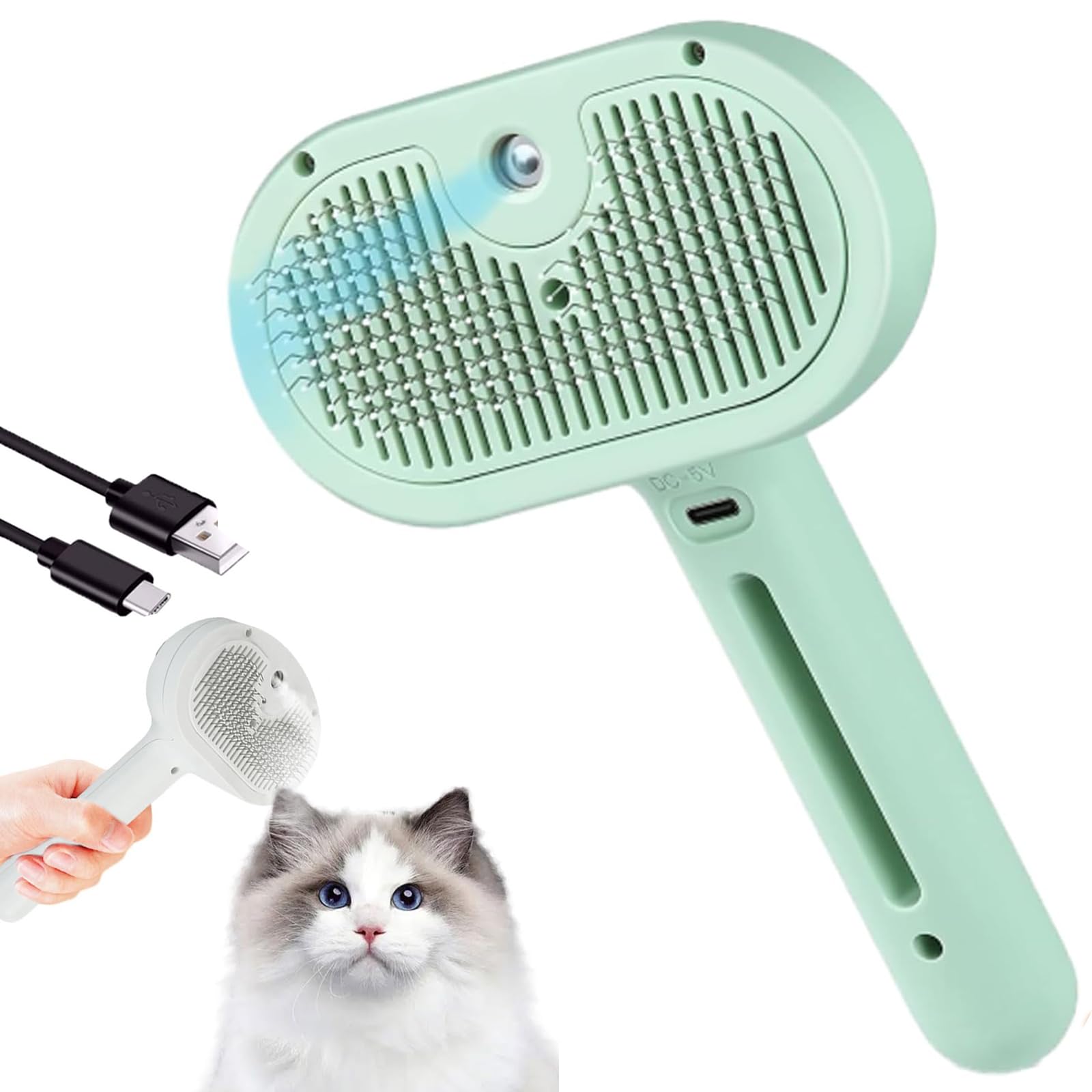 Magic Wand for Pet Hair, Pet Steam Brush for Dog, Dog Steam Brushes for Grooming (Green)
