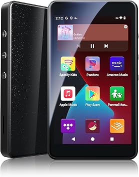 PECSU G4S 96GB MP3 Player with Bluetooth and WiFi Space Black | Android 14 with Spotify, Audible and Play Store; 40-hour battery, 4" touch screen and parental controls for kids