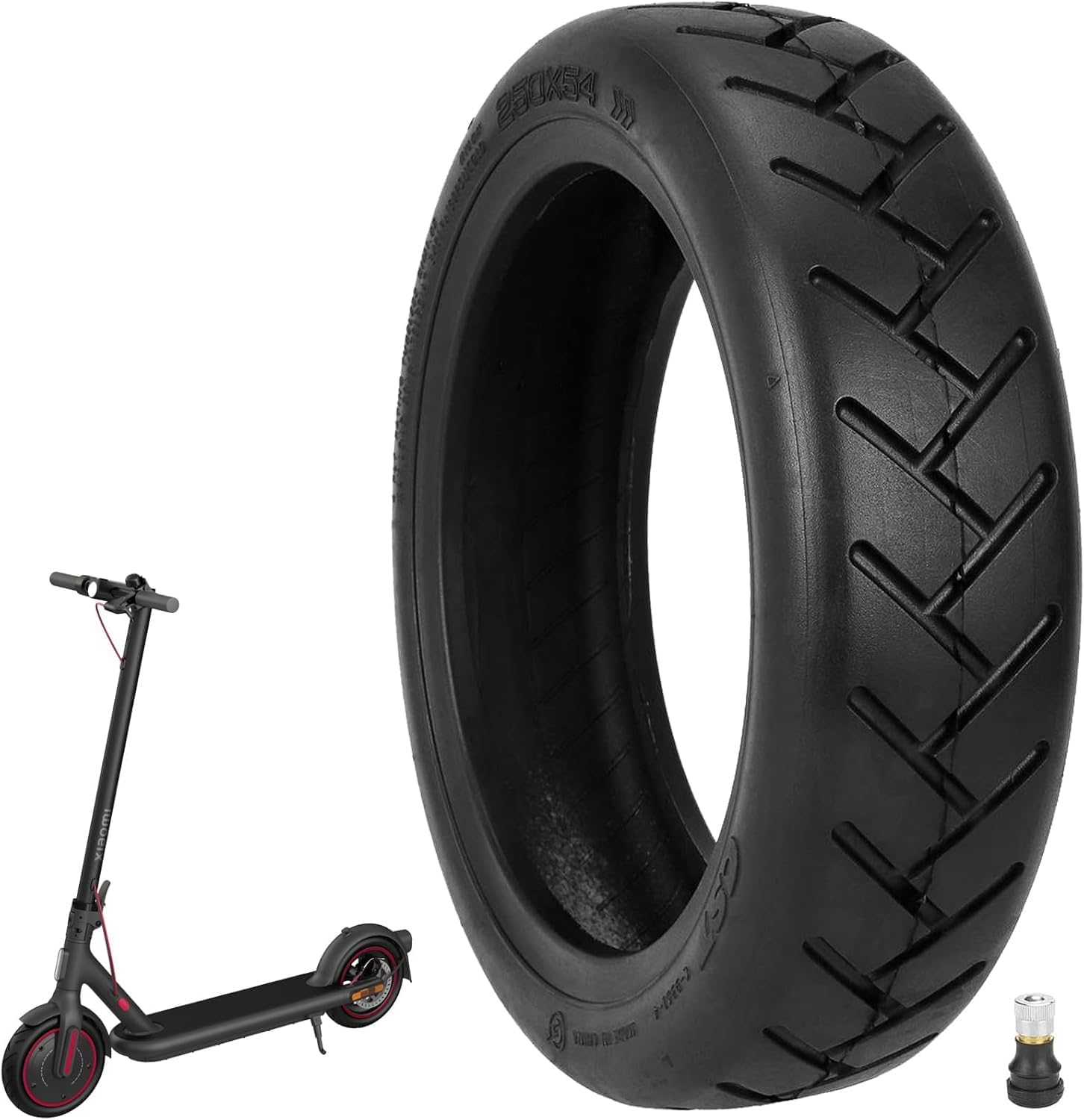 250 x 54 neumáticos sin cámara de 10 pulgadas sin cámara para Xiaomi 4Pro/4Lite Scooter eléctrico Accesorios a prueba de explosiones Neumáticos de carretera gruesos Ruedas de repuesto (1 PCS)