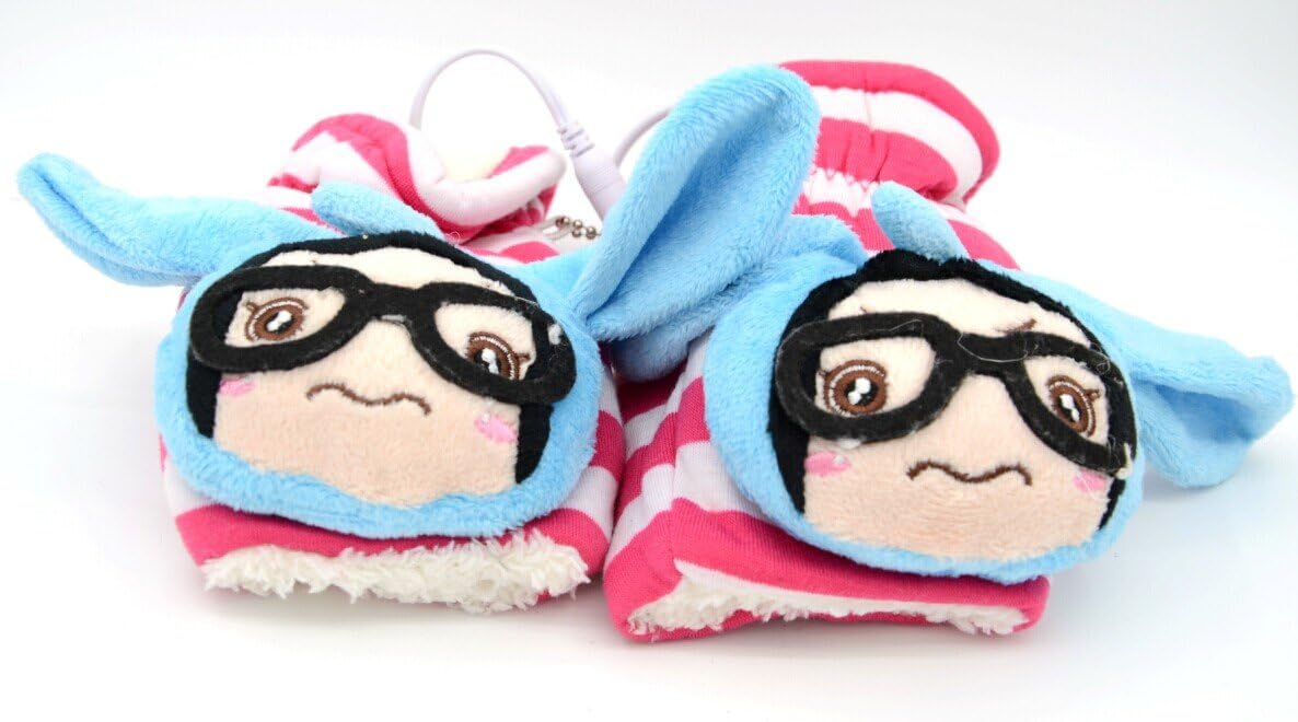 Wowtowow Cute Girl Heated Gloves USB Fingerless Heated Gloves Infrared Heated Gloves Infrared Heat Heated Mittens Computer Gloves Cold Hands Hand Warmer