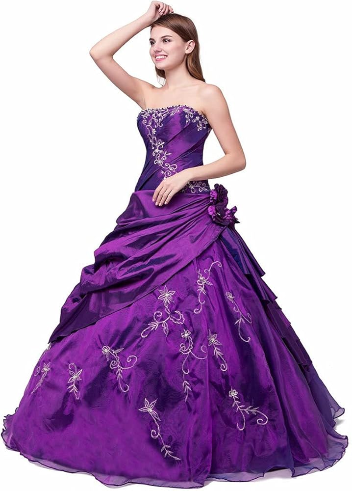 Amazon.com: Vantexi Women's Elegant Strapless Embroidery Taffeta Formal  Prom Dress Sweet 16 Gowns Black Size 2 : Clothing, Shoes & Jewelry