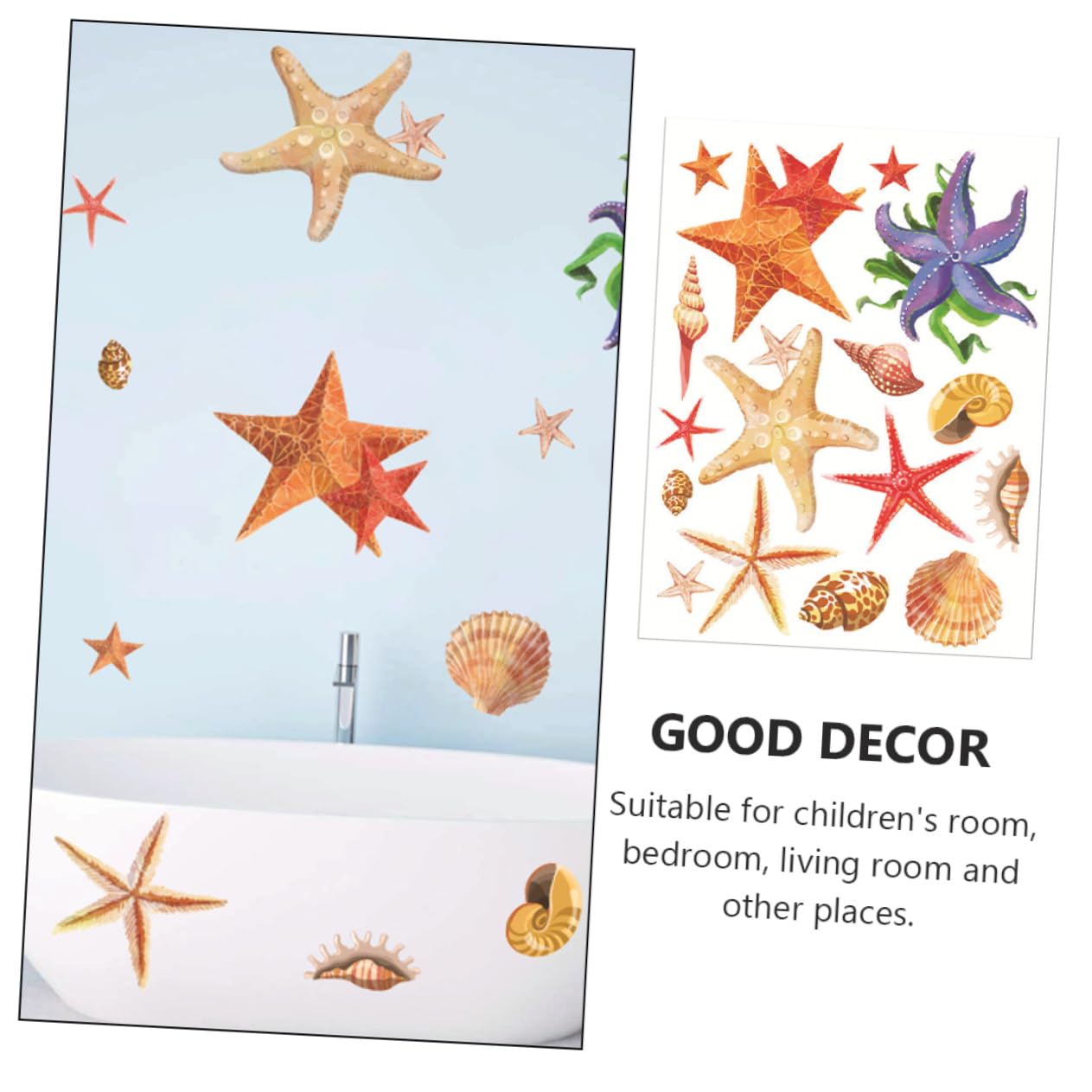 DOITOOL 3 Stk -muschel-wandaufkleber Kunstaufkleber Wohnkultur Muschel Aufkleber Hintergrundaufkleber Wohnzimmeraufkleber Fensteraufkleber Statischer Aufkleber Colorful Pvc