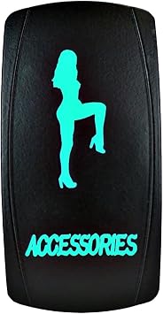 STVMotorsports 5 Pin Laser Automotive Rocker Switches On/Off LED Light 12V 20A - Interior Accessories for Car, Truck, UTV, ATV, Utility and Off-Road Vehicles Accessories, Green