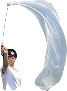 Winged Sirenny Spinning 53" Sheer Silk Veil Poi Ball, Play Silk Scarf for Belly Dance and Worship Praise