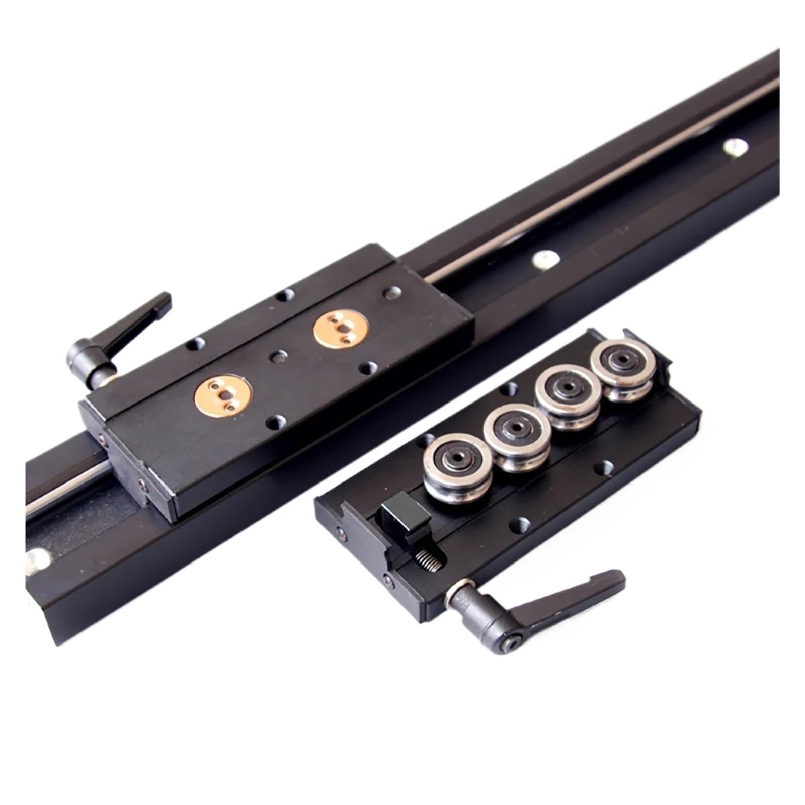 Noircissement guide linéaire à double axe intégré 28mm SGR10 glissière à rouleaux 1 jeu: 1 bloc SGB10 et 1 gabarit de guidage SGR10 travail du bois(SGB10-5UU (5 rounds),650mm)
