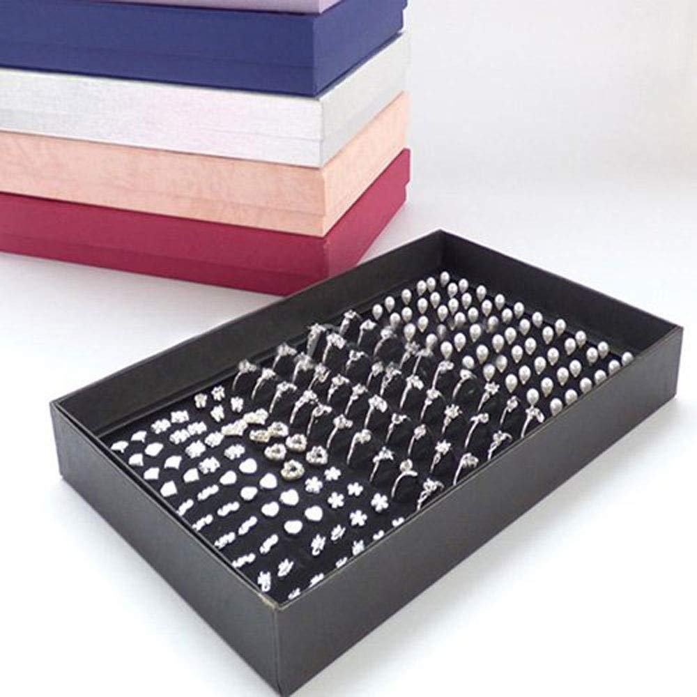 Schmuckschatulle mit Fächern, Aufbewahrungsbox mit transparentem Deckel ~ Ohrringhalter-Schaufenster ~ Schmucktablett-Organizer